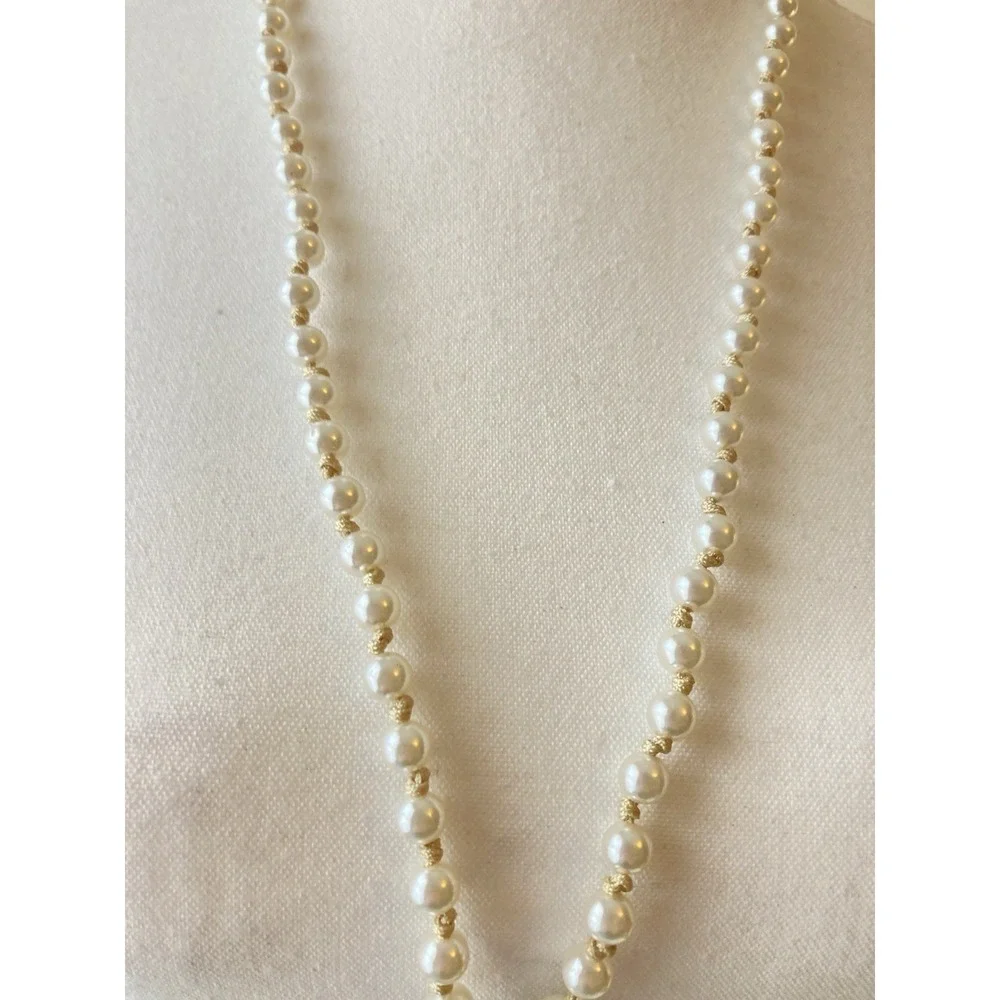 Faux Pearl Leaf Tassel Necklace Long Boho Pendant Earthy Brown Angel‎ Wings